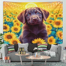 Rainbow Sunflower Puppy Tapestry