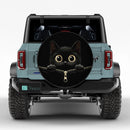 Cute Black Cat Peek A Poo Unzipped Jeep Car Spare Tire Cover