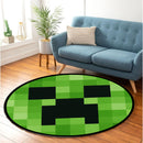 Creeper Face Pixel Round Rug
