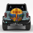 Cross Flower Stained Glass Jeep Car Spare Tire Cover
