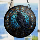 Crow Round Stained Glass Suncatcher