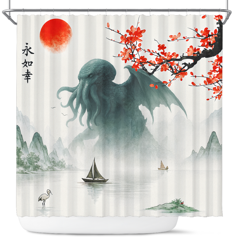 Cthulhu In The Japan Landscape Shower Curtain