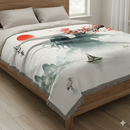Cthulhu in the Japan Landscape Woven Throw Blanket