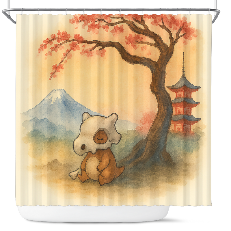 Pokemon Cubone Japan Cherry Blossom Shower Curtain