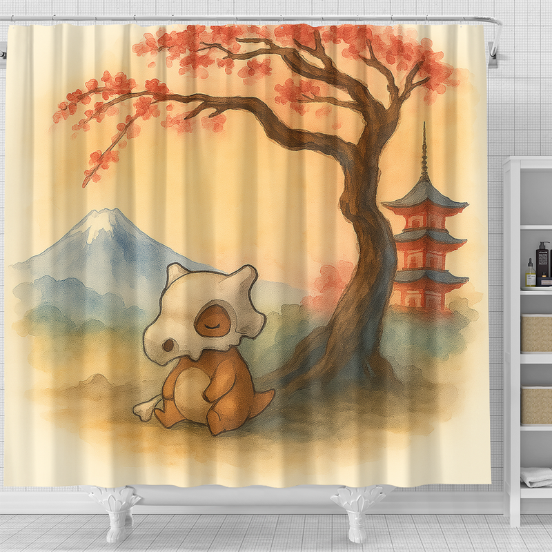 Pokemon Cubone Japan Cherry Blossom Shower Curtain