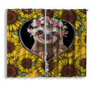 Cute Sloth Sunflower Zipper Window Curtain