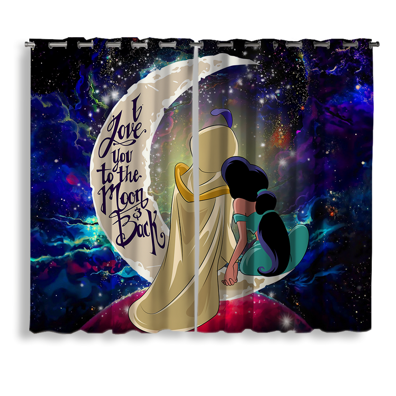 Aladin Couple Love You To The Moon Galaxy Window Curtain