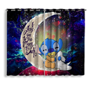 Cute Stitch Sleep Love You To The Moon Galaxy Window Curtain