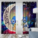 Cute Stitch Sleep Love You To The Moon Galaxy Window Curtain