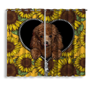 Cute Dog Poodle Sunflower Zipper Window Curtain