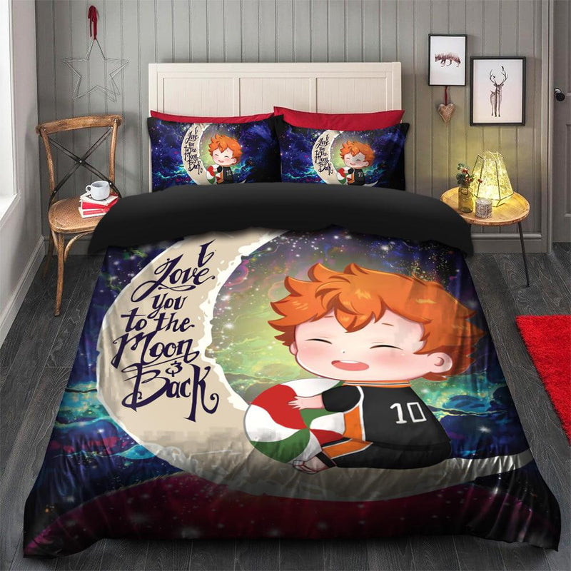 Cute Hinata Haikyuu Love You To The Moon Galaxy Bedding Set Duvet Cover And 2 Pillowcases Nearkii