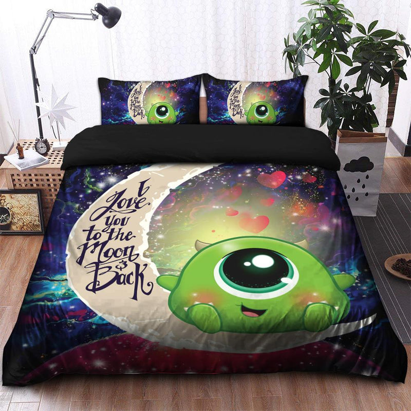 Cute Mike Monster Inc Love You To The Moon Galaxy Bedding Set Duvet Cover And 2 Pillowcases Nearkii