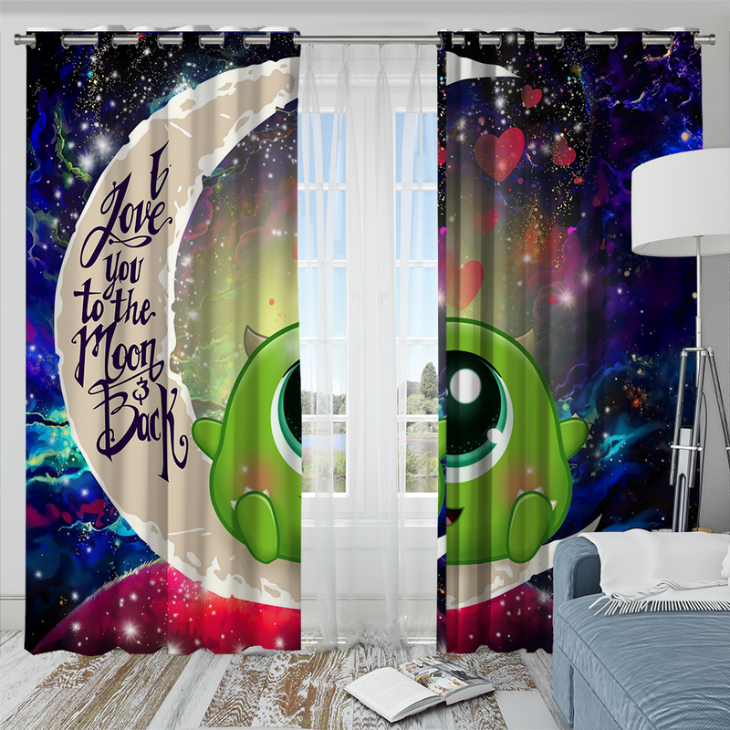 Cute Mike Monster Inc Love You To The Moon Galaxy Window Curtain