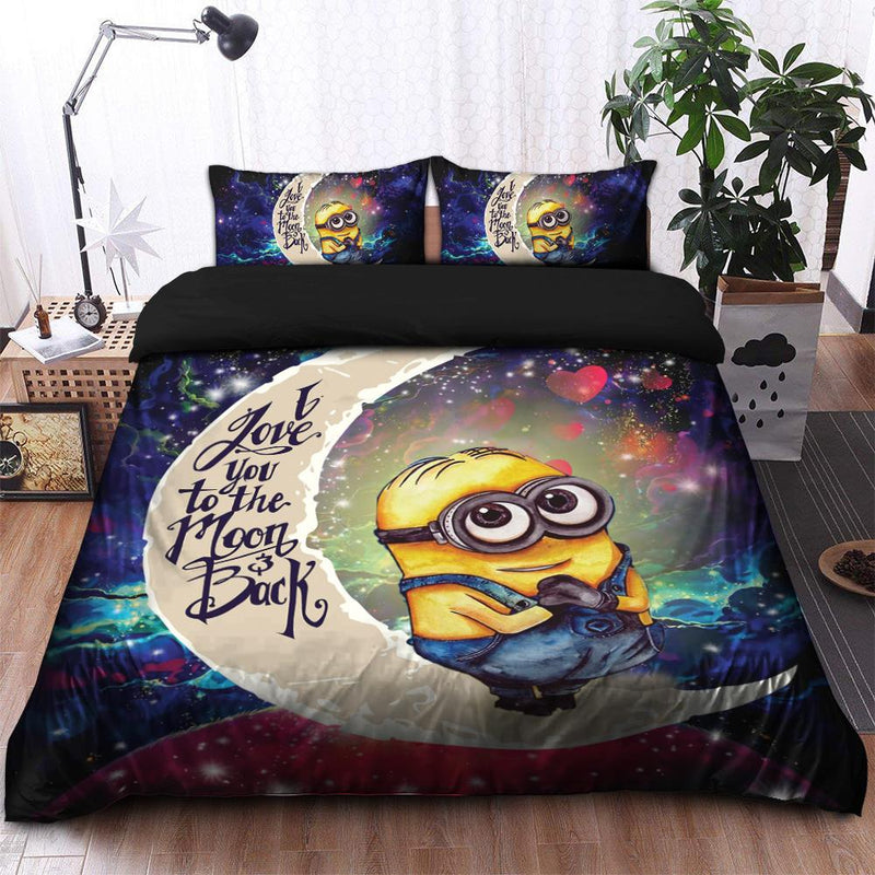 Cute Minions Despicable Me Love You To The Moon Galaxy Bedding Set Duvet Cover And 2 Pillowcases Nearkii