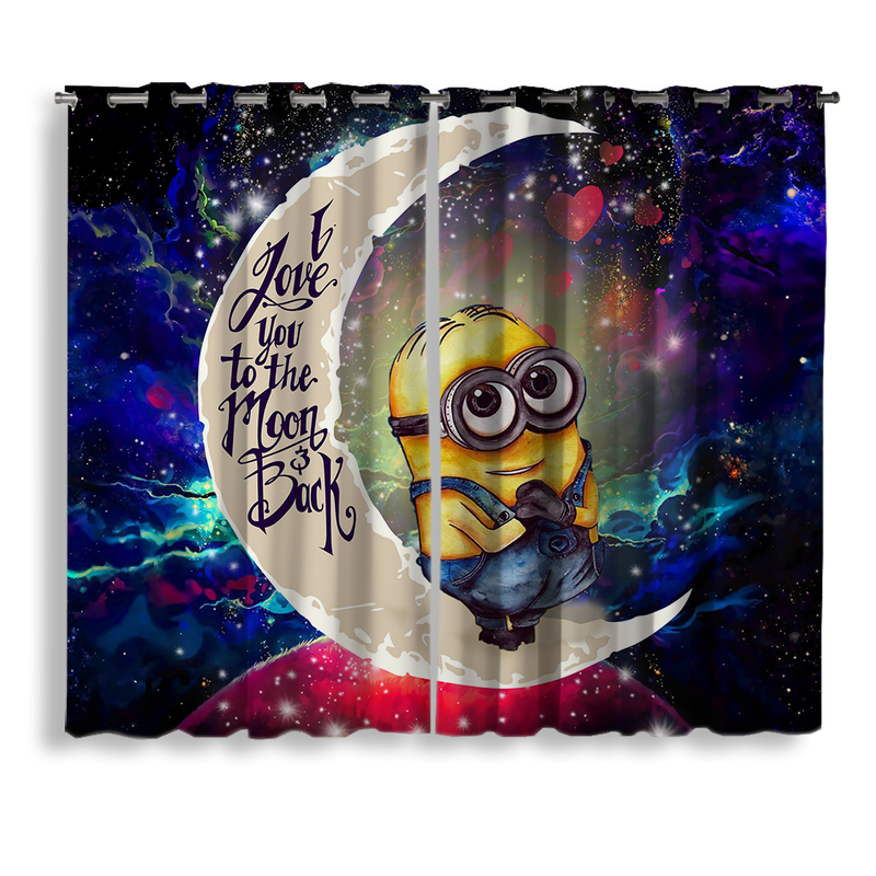 Cute Minions Despicable Me Love You To The Moon Galaxy Window Curtain