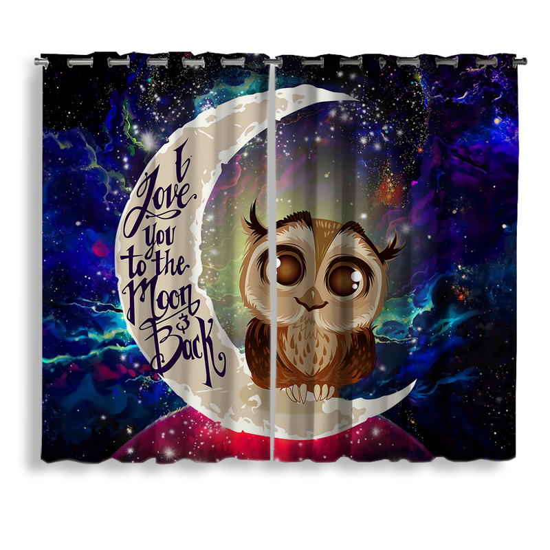 Cute Owl Love You To The Moon Galaxy Window Curtain