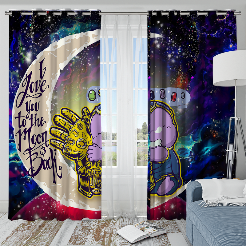 Cute Thanos Love You To The Moon Galaxy Window Curtain