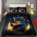 Cute Kitty Reading On A Crescent Moon Bedding Set
