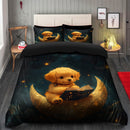 Cute Puppy Reading On A Crescent Moon Bedding Set
