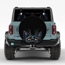 Cute Black Cat Hide Car Spare Tire Cover With Camera Hole