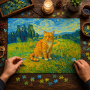 Cat Painting Van Gogh Style Jigsaw Puzzle