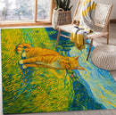 Cute Cat Painting Rectangular Area Rug