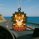Cute Chibi Corgi Mandala Meditating Yoga Lotus Car Ornament Custom Car Accessories Decorations
