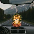Cute Chibi Corgi Mandala Meditating Yoga Lotus Car Ornament Custom Car Accessories Decorations