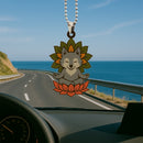 Cute Chibi Grey Wolf Mandala Meditating Yoga Lotus Car Ornament Custom Car Accessories Decorations