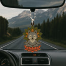 Cute Chibi Grey Wolf Mandala Meditating Yoga Lotus Car Ornament Custom Car Accessories Decorations