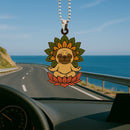 Cute Chibi Pug Dog Mandala Meditating Yoga Lotus Car Ornament Custom Car Accessories Decorations