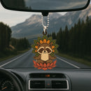 Cute Chibi Raccoon Mandala Meditating Yoga Lotus Car Ornament Custom Car Accessories Decorations