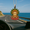 Cute Chibi Sloth Mandala Meditating Yoga Lotus Car Ornament Custom Car Accessories Decorations