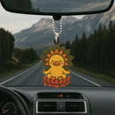 Cute Chibi Yellow Duck Mandala Meditating Yoga Lotus Car Ornament Custom Car Accessories Decorations