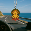 Cute Chibi Yellow Duck Mandala Meditating Yoga Lotus Car Ornament Custom Car Accessories Decorations