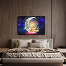 Cute Eevee Pokemon Couple Love You To The Moon Galaxy - Living Room - Canvas Wall Art - Print - Wall Decor