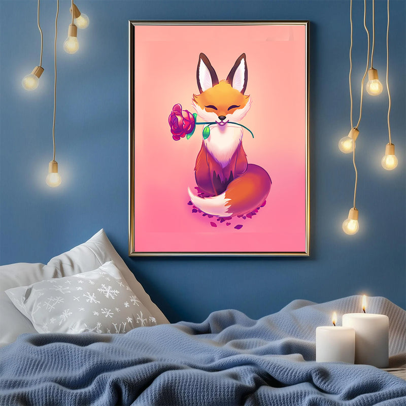 Cute Fox - Living Room - Canvas Wall Art - Print - Wall Decor