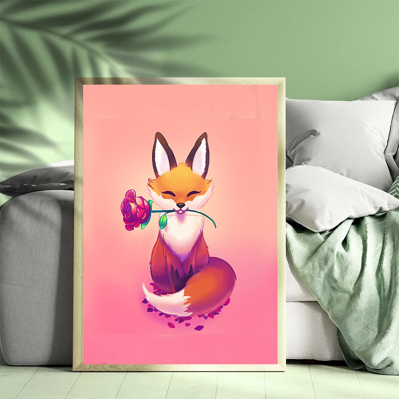 Cute Fox - Living Room - Canvas Wall Art - Print - Wall Decor