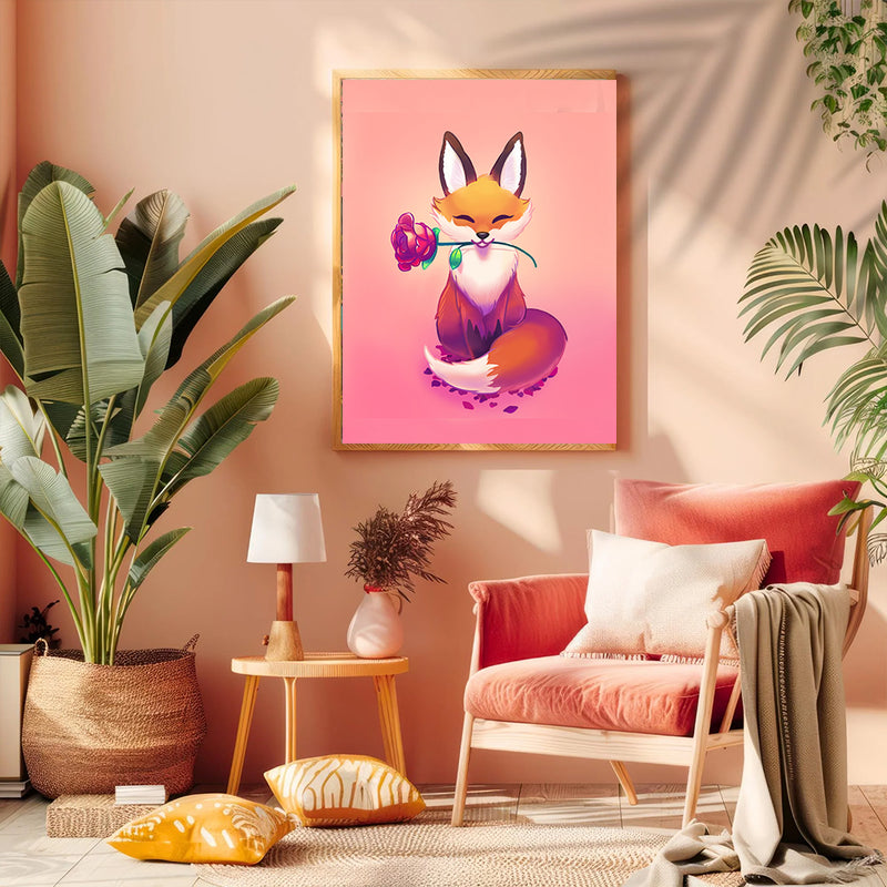 Cute Fox - Living Room - Canvas Wall Art - Print - Wall Decor