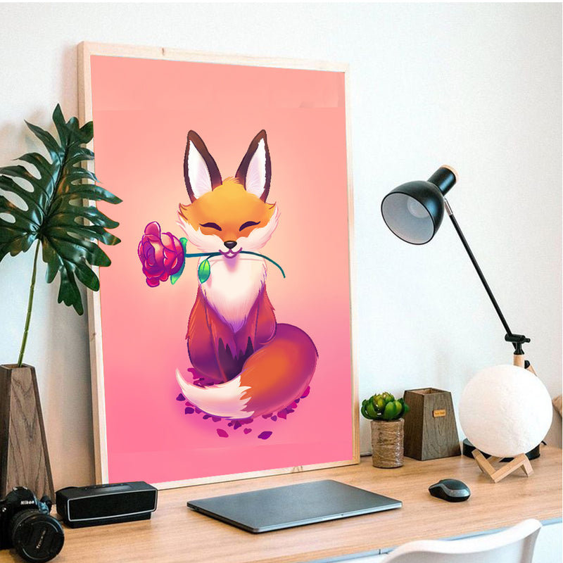 Cute Fox - Living Room - Canvas Wall Art - Print - Wall Decor