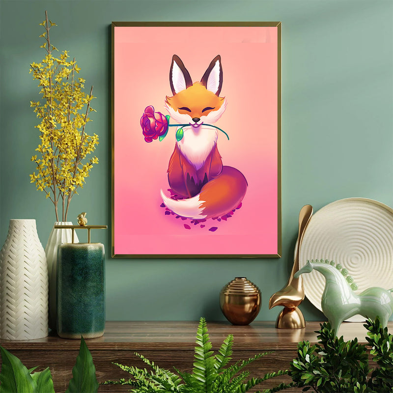 Cute Fox - Living Room - Canvas Wall Art - Print - Wall Decor