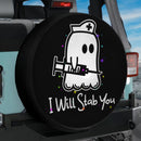Cute Ghost I Will Stab You Spare Tire Cover