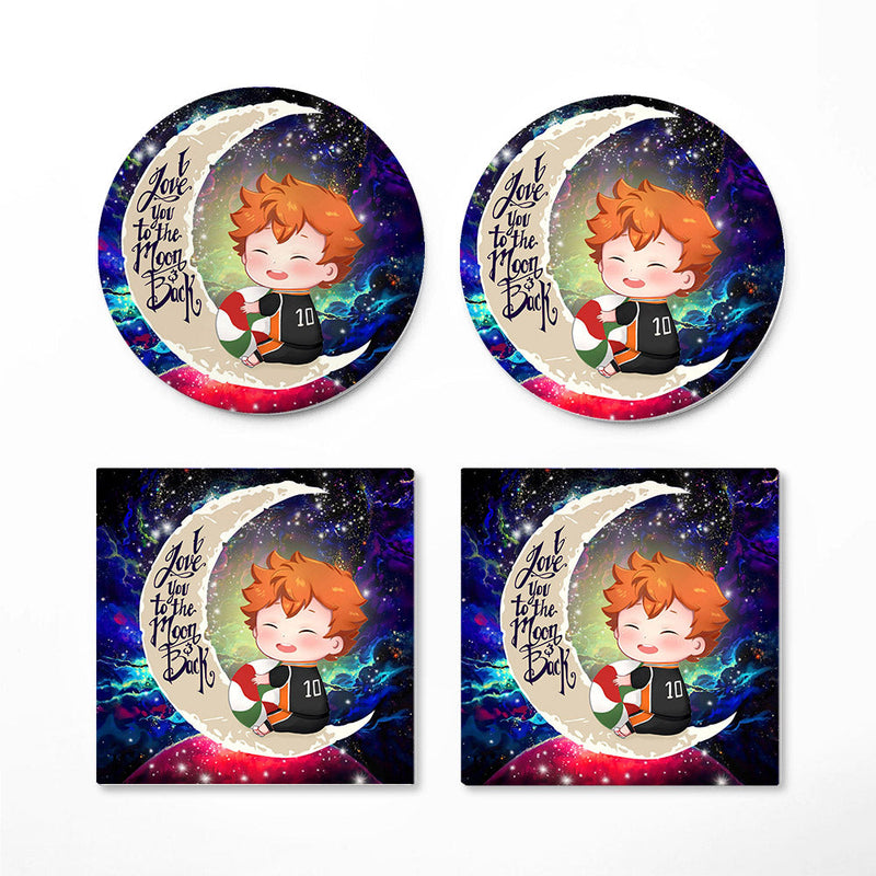 Cute Hinata Haikyuu Love You To The Moon Galaxy Ceramic Decor Coaster - Gift Idea