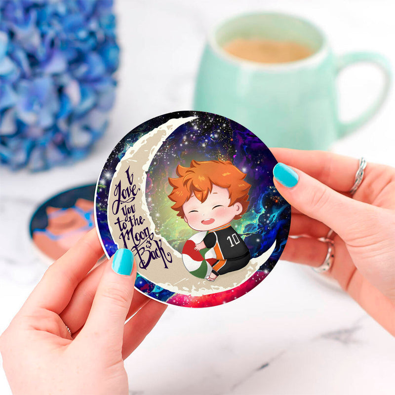 Cute Hinata Haikyuu Love You To The Moon Galaxy Ceramic Decor Coaster - Gift Idea