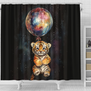 Cute Little Tiger Watercolor Star Night Shower Curtain