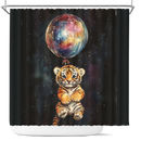 Cute Little Tiger Watercolor Star Night Shower Curtain