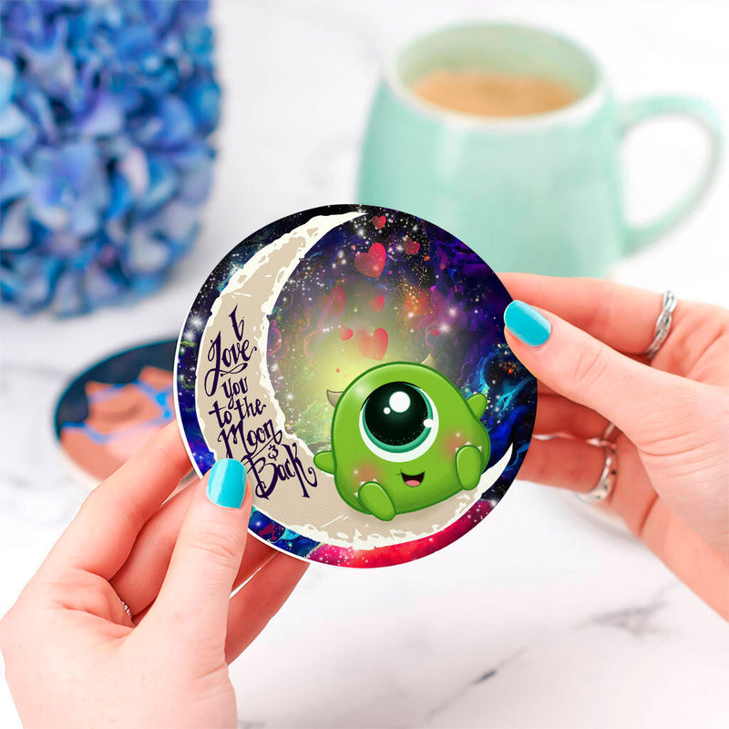 Cute Mike Monster Inc Love You To The Moon Galaxy Ceramic Decor Coaster - Gift Idea