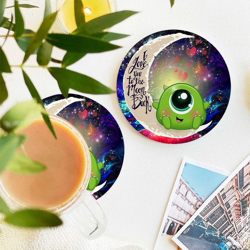 Cute Mike Monster Inc Love You To The Moon Galaxy Ceramic Decor Coaster - Gift Idea