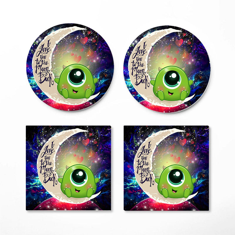 Cute Mike Monster Inc Love You To The Moon Galaxy Ceramic Decor Coaster - Gift Idea