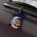 Cute Owl Love You To The Moon Galaxy Luggage Tag